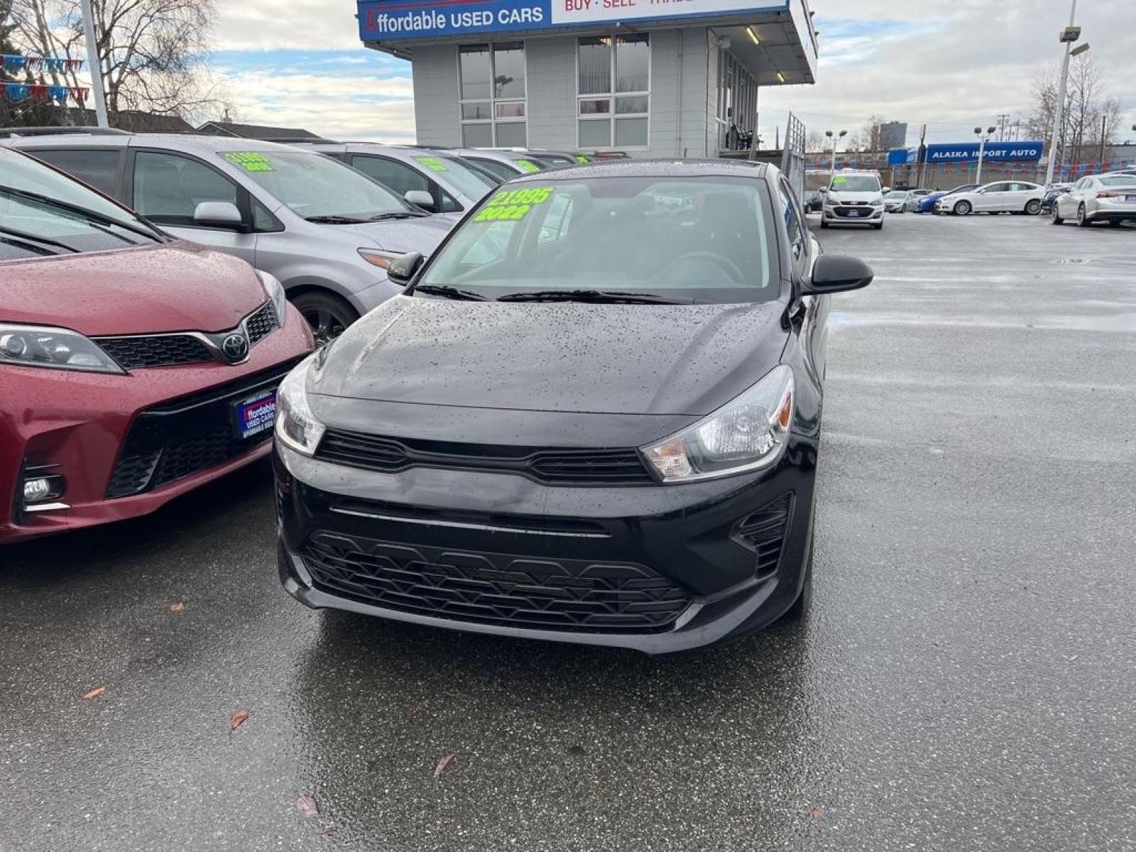 2022 BLACK KIA RIO LX (3KPA24AD1NE) with an 1.6L engine, Automatic transmission, located at 929 East 8th Ave, Anchorage, 99501, (907) 274-2277, 61.214783, -149.866074 - Photo #0